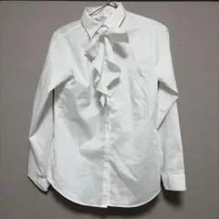 【訳あり・格安】Precious リボン付きホワイト長袖シャツ　9号