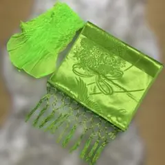 七五三　753 着物　しごき　帯揚げ　２点セット　緑系　若草色　子供用　和装小物