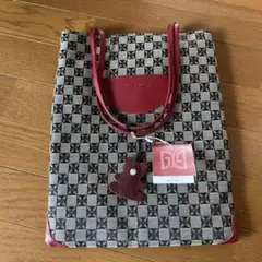 未使用・GIGI 赤とグレー チェック柄 バッグ