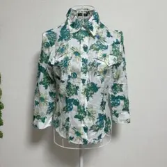 エルベンスドゥ・L 長袖シャツ ブラウス グリーン 花柄 綿100%のサムネイル