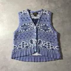 80s Eddie Bauer cotton knit vest 黒タグ ベスト