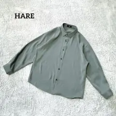 HARE ハレ【S】オーバーシャツ 長袖 グリーン ビックシルエット カジュアル