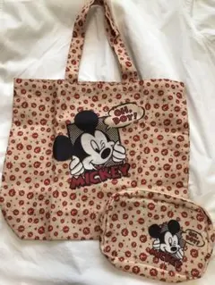 ディズニーストア ミッキー 大きめ エコバッグ 収納ポーチ付き