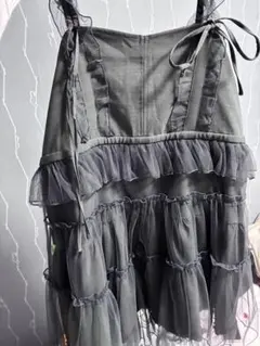 merry jenny チュールドロストミニキャミワンピース グレー