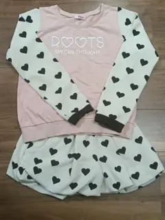 First 長袖カットソー ショートパンツ ハート柄 ピンク