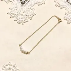 1184 小粒淡水パールの14kgf華奢ブレスレット