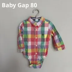ロンパースシャツBabyGAPチェック パステル 12-18m