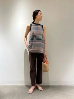 トゥモローランドデプレ*ボーダーフレアカットソートップスシルク混手洗い可