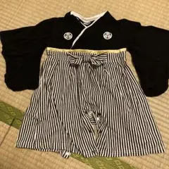 黒と白のストライプ ベビー着物