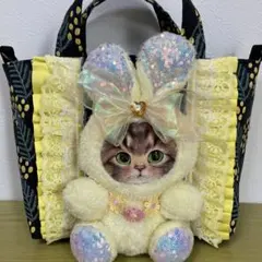 コヤンイサムチョン　フリルレース　帆布　ミモザ　横34縦22マチ10㎝　Ｄカン付