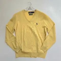 【美品】Polo　ラルフローレン　ニットセーター　 イエロー　L　メンズ