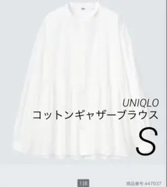 UNIQLO ユニクロ コットンギャザーブラウス 長袖 ホワイト シアーのサムネイル