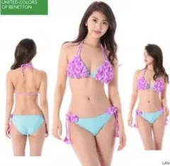 ❣️新品未使用　BENETTON ビキニ　ベネトン　花柄　パープル　14300円のサムネイル