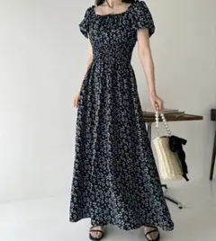 NICE CLAUPシャーリングパフスリーブワンピース