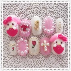 キャラクター キラキラ ローズ ネイルチップ