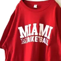 タルテックス マイアミ バスケットボール Tシャツ L レッド 赤 古着