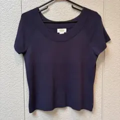 TALBOTS タルボット 半袖サマーニット カットソー L ネイビーのサムネイル