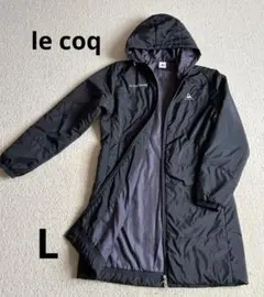Le Coq Sportif ブラック ロング中綿コートフード付きジャケットL