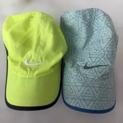 Nike ドライフィットのランニングキャップ 2点セット 蛍光イエローと青