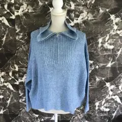 earthmusic＆ecology ライトブルー ハイネックニットセーター