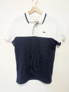 【美品】ラコステ　SPORT ポロシャツ ホワイト/ネイビー サイズUS S