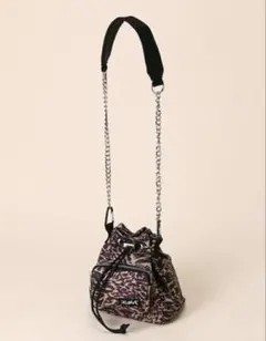 新品✨ X-girl 巾着型ショルダーバッグ ヒョウ柄　ゼブラ柄