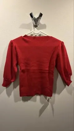 GRL レッド ショート丈 ニットトップス