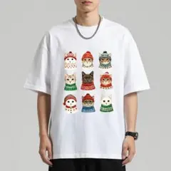 【新品】猫好き必見 猫 Tシャツ 9匹の猫 半袖 ユニセックス ホワイト