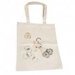 草木屋 和風絵柄 鳥と花 エコバッグ キャンバス地 エコマーク 生成り色