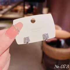 スクエア ジルコニア フープピアス シルバー No.73