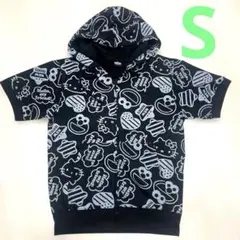 SESAME STREET × SANRIO パーカー 半袖 ブラックS