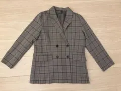 【美品】GU ジーユー　ダブルブレストテーラードジャケット　チェック　XL