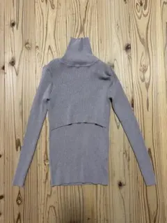 Pearls リブニットタートルネック 授乳 ダークベージュ