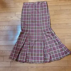 GU レッド×ブラウン　チェック　マーメイドスカート
