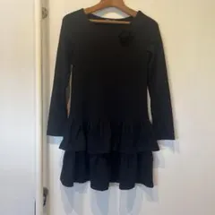 GapKids ブラック長袖ワンピース160サイズ秋冬シンプル花