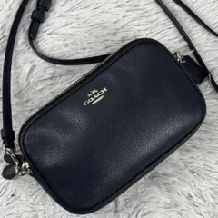 ✨新品未使用級✨COACH ワンショルダーポーチ シグネチャー ブラック レザー コーチ COACH ショルダーバッグ ワンショルダー レザー フラップ