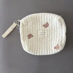くま柄 おむつポーチ アイボリー