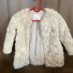 Zara Girls クリーム色ファーコート 110cm
