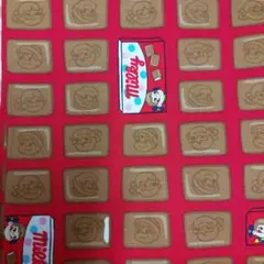 不二家ペコちゃん生地 オックス チョコ柄　レッド　サンリオ　日本限定