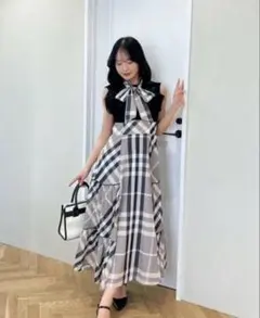 AnMILLE アンミール ワンピース ビックチェックドッキングOP