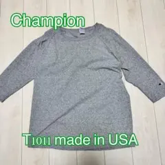 チャンピオン T1011 七分袖 Tシャツ L グレー アメリカ製 XL