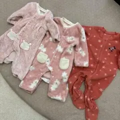 ミニーマウス うさぎ　くま　あったかロンパース 3点セット