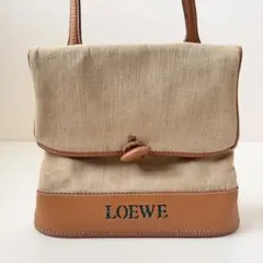 LOEWE ロエベ ショルダーバッグ リネン×レザー キャンバス ヴィンテージ