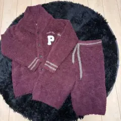 未使用品 ジェラートピケオム ルームウェア 上下 ワインレッド Lサイズ