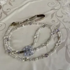 キラキラ　可愛い　犬のリード　リボン クリアーガラス