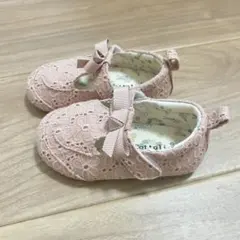 ピンク レース ベビーシューズ リボン付き　15.0㎝