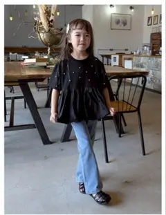 【水通し飲み】ラウレア laulea ストレッチ　セミフレア　デニム　110cm