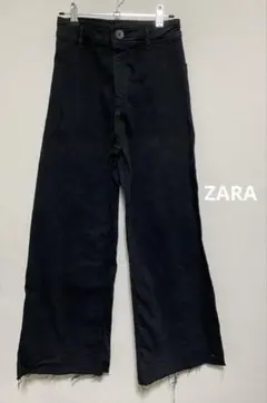ZARA ハイウエスト ワイドパンツ 黒 EUR34 美品