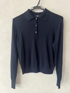ユニクロ　メリノポロセーター　M　ネイビー