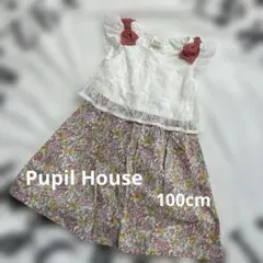 PupilHouse 100 ワンピース ピューピルハウス　レース　花柄　ピンクのサムネイル